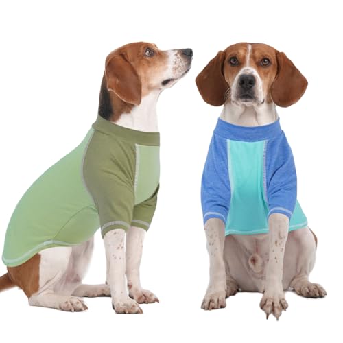 DENTRUN 2 Stück Hundeshirt Hunde Pullover Hund Sommer Weste Hundekleidung für kleine Hund Welpen Pyjama Weiche Kurzarm Doggy Tuch Mode Bekleidung Kleidung für Hunde Welpen Katzen von DENTRUN