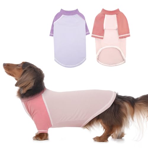 DENTRUN 2 Stück Hundeshirt Hunde Pullover Hund Sommer Weste Hundekleidung für kleine Hund Welpen Pyjama Weiche Kurzarm Doggy Tuch Mode Bekleidung Kleidung für Hunde Welpen Katzen von DENTRUN