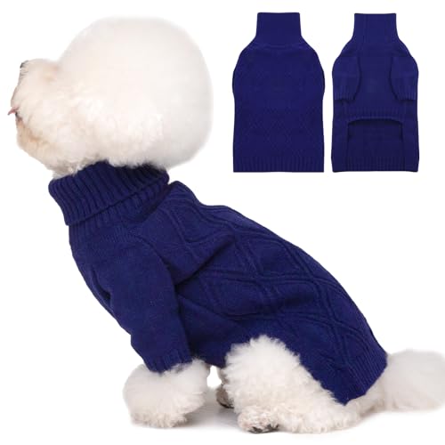 DENTRUN Hundepullover, Sweater für Hunde, Fleece Pullover Hund, Weich Hundepullover Fleece, Winter Warmer Hundepullover Kleine Hunde Rollkragen Strickpullover von DENTRUN