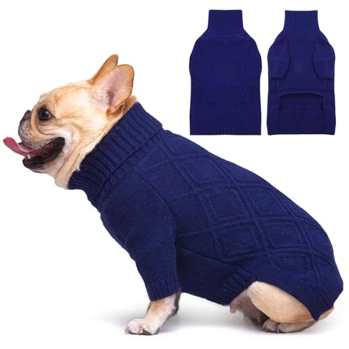 DENTRUN Hundepullover, Sweater für Hunde, Fleece Pullover Hund, Weich Hundepullover Fleece, Winter Warmer Hundepullover Kleine Hunde Rollkragen Strickpullover von DENTRUN