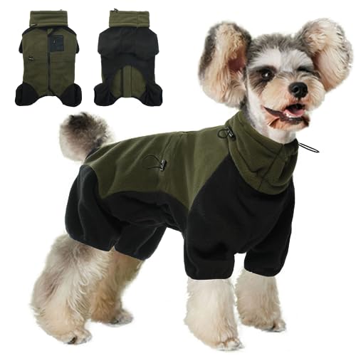 DENTRUN Hundemantel Grosse Hunde, Hundejacke XL, Winter Fleece Hundejacke, Hundepullover, Hundemantel mit Abnehmbarem Kragen, Hund Soft Fleece Onesie (Armeegrün,XL) von DENTRUN