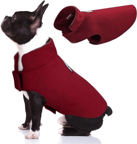 DENTRUN Hundemantel Winter für Kleine Grosse Mittelgroßer Hunde Weste Hundepullover Fleece Warm Hundejacke Pullover Hunde Wintermantel Winterjacke Winddichte Kaltwetter Hundebekleidung,Rot,XXXL von DENTRUN