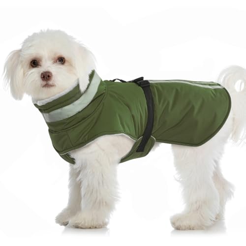 DENTRUN Hundemantel Winter Warme Hundejacke Wasserdicht mit Geschirr für Kleine Mittel Große Hunde Wintermantel Fleece Winterjacke Hundebekleidung Reflektierend von DENTRUN