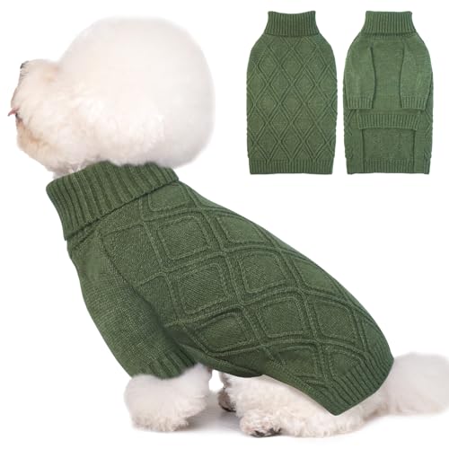 DENTRUN Hundepullover, Sweater für Hunde, Fleece Pullover Hund, Weich Hundepullover Fleece, Winter Warmer Hundepullover Kleine Hunde Rollkragen Strickpullover von DENTRUN