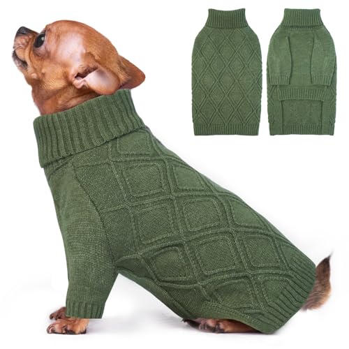 DENTRUN Hundepullover, Sweater für Hunde, Fleece Pullover Hund, Weich Hundepullover Fleece, Winter Warmer Hundepullover Kleine Hunde Rollkragen Strickpullover von DENTRUN