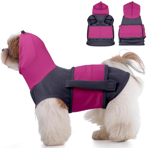 DENTRUN Hundepullover Mit Beruhigender Kapuze und Ohrenschutz, Beruhigungsweste für Hunde, Anti Stress Hundejacke, Hunde Angst Beruhigungsjacke, Donner, Feuerwerk, Labrador, Beagle, Lila Grau von DENTRUN