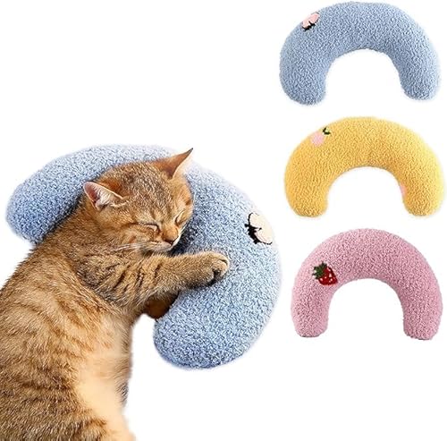 DENTRUN Hundekissen Kleine Hunde Plüschtier Katze Kuscheltier Katzenminze Kissen Katze Katzenminze Spielzeug Kitten Katzenkissen Flauschig Katzen Bettchen Weiches U-Förmiges Kissen für Hunde(3 Pack) von DENTRUN