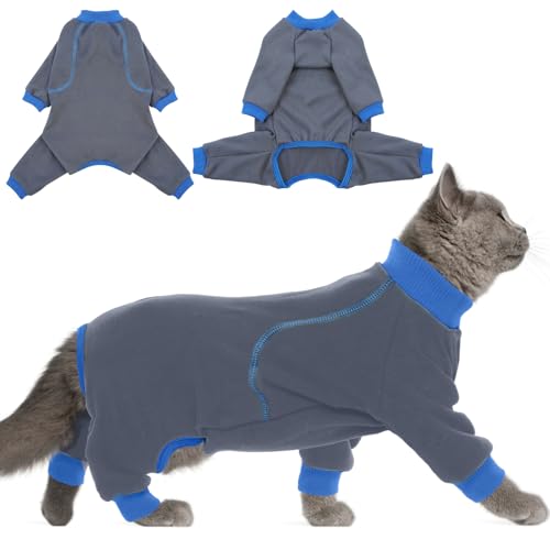 DENTRUN Katzenpullover, Katzenkleidung mit Vier Beinen, Atmungsaktive Weiche Pullover füR Katzen, Katzen Jumpsuit Onesie, Katzen Rollkragenpullover, Katzen Recovery Anzug für weibliche von DENTRUN