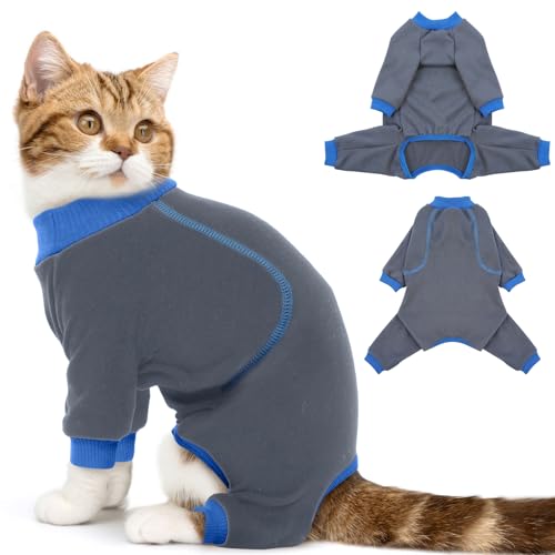 DENTRUN Katzenpullover, Katzenkleidung mit Vier Beinen, Atmungsaktive Weiche Pullover füR Katzen, Katzen Jumpsuit Onesie, Katzen Rollkragenpullover, Katzen Recovery Anzug für weibliche von DENTRUN