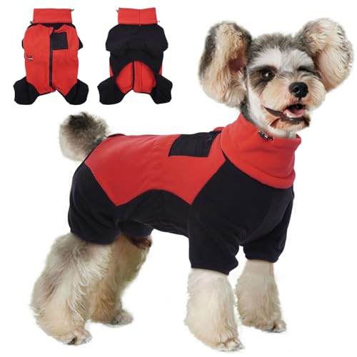 DENTRUN Small Dog Winter Coat Warm Fleece Jacket, Removable Turtleneck Dog Cozy Sweater Puppy Cold Weather Outfit Windproof Costumes, Small Breed Pets Apparel Dog Fleece Onesies Soft Woolly Pajamas von DENTRUN