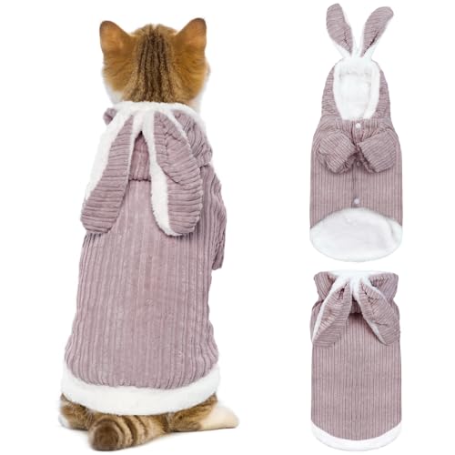 DENTRUN Sphynx Haarlose Katzen Kaninchen Kostüm Kätzchen Warm Hoodie Winter Pullover Niedlich Pullover Shirts Atmungsaktiv Katze Sweatshirt Tragen Entzückende Weihnachten Halloween Kleidung Overall von DENTRUN