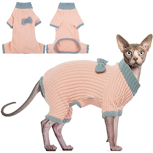 DENTRUN Sphynx Nacktkatzen Warme Winterpullover Niedlicher Pullover Hohe Elastizität Kätzchenhemden Atmungsaktive Katzen-Freizeitkleidung Rollkragenweste Niedliche Katzenkleidung Jacke Schlafanzug von DENTRUN