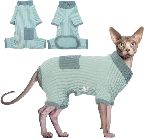 DENTRUN Sphynx Nacktkatzen Warme Winterpullover Niedlicher Pullover Hohe Elastizität Kätzchenhemden Atmungsaktive Katzen-Freizeitkleidung Rollkragenweste Niedliche Katzenkleidung Jacke Schlafanzug von DENTRUN