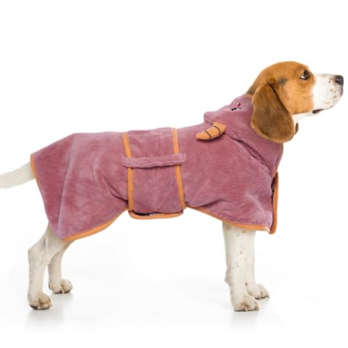 DENTURN Hundebademantel, Hundebademantel für Große Hunde mit Starker Wasseraufnahme, Hunde Bademantel für Kleine Hunde, Hundebademantel Frottee Dog Bathrobe von DENTRUN