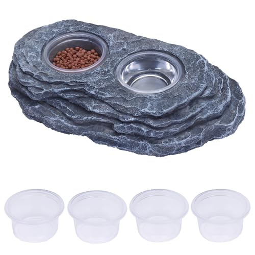 DERNORD Magnetic Reptilien Feeder Ledge - Vivarium Doppelschale mit 6 Fütterungsbecher für Crested Gecko Echse Chameleon Haustiere Reptilienfutter und Wasserschale von DERNORD