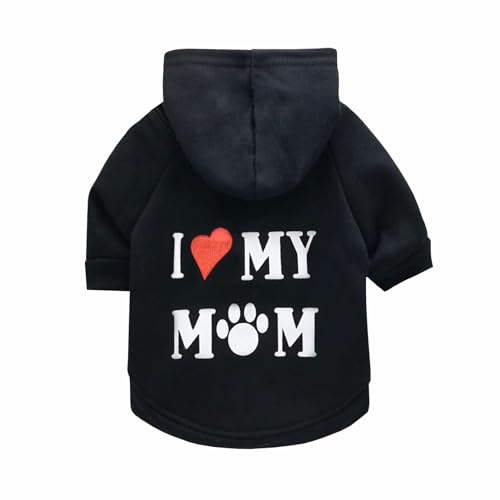 Hunde-Kapuzenpullover für kaltes Wetter, Hundemäntel, weiches gebürstetes Fleece, Haustierkleidung, Kapuzen-Sweatshirt für Hund und Katze (Mom, groß) von DERUILA