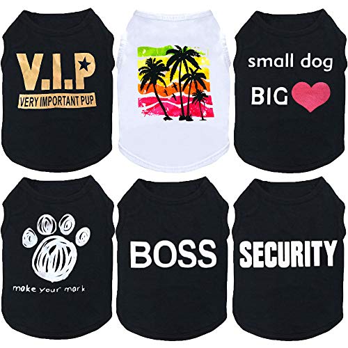 Hundebekleidung für kleine Hunde, Jungen und Mädchen, weiche und atmungsaktive Hunde-Shirts mit Buchstaben für Haustiere, Hunde, Katzen, schwarze Hunde-T-Shirts, ärmellose Westen für Chihuahua, von DERUILA