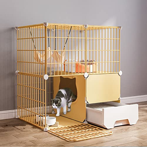 DEUYO Katzenkäfig, Katzenzaun für den Innenbereich, abnehmbar, Hundehütte, großer Übungsbereich, ideal für 1–2 Katzen mit Schublade, Katzenkäfig (Größe: 73 x 49 x 75 cm) Warm as Ever von DEUYO