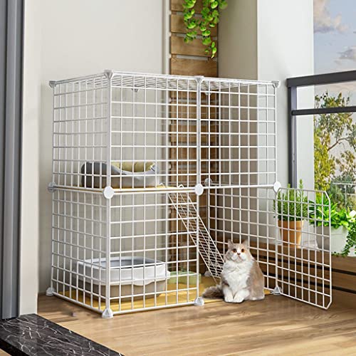 DEUYO Katzenkäfig, groß, DIY-Haustierhaus für den Innenbereich, kleines Tierhaus, Abnehmbarer Katzenkäfig, mehrere, passend für 1–2 Katzen, weiß (Größe: 75 x 49 x 73 cm) Warm as Ever von DEUYO