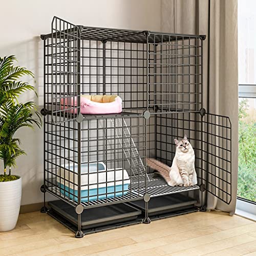 DEUYO Katzenkäfige, Kleintierkäfige, Kätzchen, Frettchenkäfige, Innengehege für Haustiere, für Kaninchen, Welpen, Kaninchen und Chinchillas (Größe: Schwarz 75 x 39 x 84 cm) Warm as Ever von DEUYO