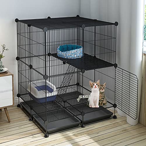 Großer Katzenkäfig, Katzenzaun, Abnehmbarer Draht, für den Innenbereich, DIY-Hundekäfig, großes Training, für 1–2 Katzen, mehrere (Größe: 75 x 75 x 84 cm) Warm as Ever von DEUYO