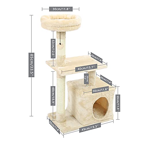 Kratzbaum, luxuriöse Katzenwohnungsmöbel, mehrschichtiger Turm mit Sitzstangen-Hängematten-Haltegriff zum Fangen von Bällen, Komplettpaket, mit Ersatzteilen, geeignet für Katzen zum Spielen und von DEUYO