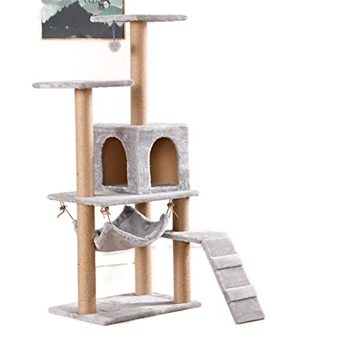 Kratzbaumhäuser, mehrschichtiges Katzen-Klettergerüst, Kratzbaum, Sisalturm, Kratzbaum für Haustierkatzen, luxuriöse Katzen-Kondominium-Möbel für Zuhause, Katzenspielzeug (Größe: PS052-4) (PS052) Warm von DEUYO