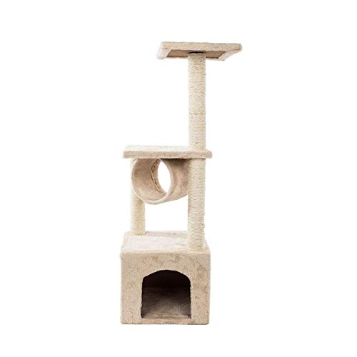 Kratzbaumhäuser 36 Zoll 52 Zoll Katzenkletterbaumbrett Katzenkätzchen Kratzbaumspielzeug Braunes Haustier-Sprunggerüst Turm Klettergerüsthaus Haustierbedarf, Pfosten Haustierspielhaus (Farbe: Beige 36 von DEUYO