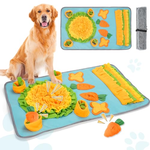 DEWEL Schnüffelteppich Hund 80 x 50 cm,Schnüffelteppich für Hunde Mit Verschleißfestem Material,Intelligenzspielzeug für Hunde-für Kleine & Große Hunde,Waschbare Schnüffelteppich,Blau von DEWEL