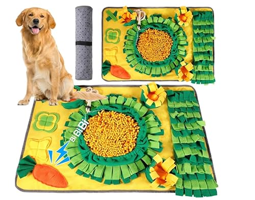 DEWEL Schnüffelteppich Hund 80 x 50 cm,Schnüffelteppich für Hunde Mit Verschleißfestem Material,Intelligenzspielzeug für Hunde-für Kleine & Große Hunde,Waschbare Schnüffelteppich,Blau von DEWEL