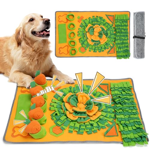 DEWEL Schnüffelteppich Hund 80 x 50 cm,Schnüffelteppich für Hunde Mit Verschleißfestem Material,Intelligenzspielzeug für Hunde-für Kleine & Große Hunde,Waschbare Schnüffelteppich,Orange von DEWEL