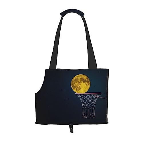 Moon and Basketball Tragetasche für kleine Hunde, tragbar, für kleine Hunde und Katzen, weiche Seiten, Einkaufstasche für Haustiere von DEXNEL