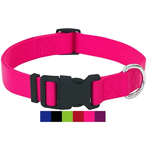 DEY - Premium Hundehalsband Nylon | Verstellbar | für Kleine u. Große Hunde | viele Farben u. Größen | Hund Katze Welpe | Hunde-Halsbänder | Katzen-Halsband | Welpen-Halsband | Pink Rosa, L von DEY