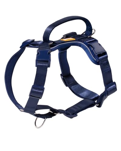 DF Freedom Martingale-Hundegeschirr, sanfte Kontrolle gegen Würgen, Frontclip-Geschirr mit reflektierendem, 5-Punkt-verstellbarem und Sicherheitsgriff, Marineblau, 2,5 cm, Brustumfang 77,2 cm – 114,8 von DF