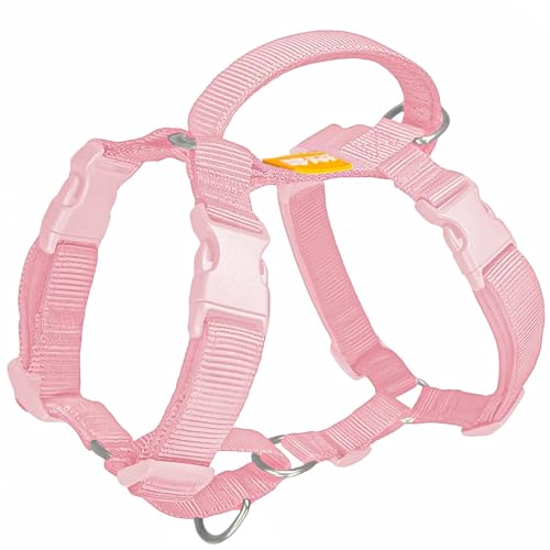 DF Freedom Martingale-Hundegeschirr, kein Ziehen, einfacher Griff, ausbruchsicher, 5-Punkt-Hundegeschirr, mit Clip vorne und hinten, einfaches Gehen und Training, Rosa, Brustumfang: 48,3 - 55,9 cm von DF