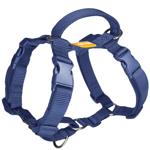 DF No Pull Martingale-Geschirr für Hund, Nylon verstellbarer Frontclip Geschirr, klassisch, ausbruchsicher, Welpengeschirr mit Griff für kleine, mittelgroße und große Hunde, Dunkelmarineblau, S von DF