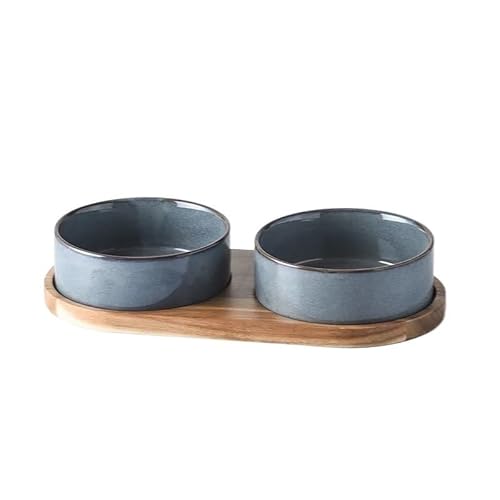 Funktioneller und Bezaubernder Katzennapf aus Keramik for vielseitige Fütterungsbedürfnisse(Double bowl suit-01,13cm 400ML) von DFJOENVLDKHFE