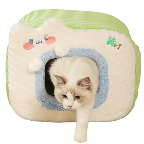 Katzennest, Gemütliches Katzenhöhlenbett, Katzenversteck, Süßes Katzenversteck, Vielseitiges Katzenbett for Privatsphäre, Nickerchen und Spielen, Passend for Katzen und Hunde(Light green) von DFJOENVLDKHFE