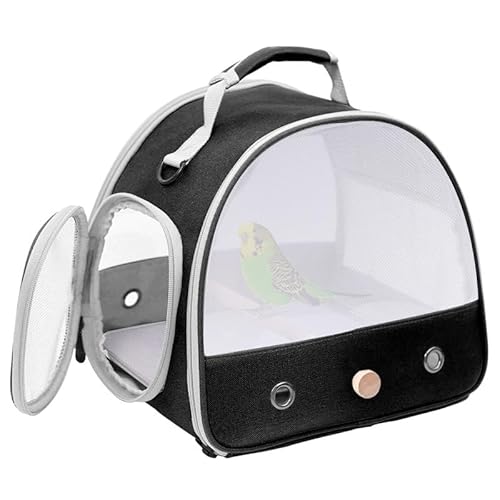 Vogel-Reise-Rucksackkäfig – Sicheres und belüftetes Design, bequeme Gurte, leicht zugängliche Türen – Ideal for den Transport von Haustieren bei Wanderungen, Ausflügen und Abenteuern im Freien(Black) von DFJOENVLDKHFE