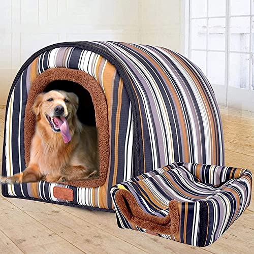 2-in-1-Hundebett, extra großes Jumbo-Hundebett, mittelgroß, faltbares Hundesofakissen, Angstlinderung, Haustierschutz, Hundenest, abnehmbar (2XL 92 x 68 x 72 cm, Haus B) von DG Catiee