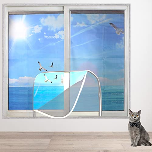 DG Catiee Katzen-Sicherheits-Netz-Fensterschutz, Anti-Mücken-Fliegengitter, Katzen-Balkon-Netz, staubdichter Reißverschluss, selbstklebend, wiederverwendbar, 180 x 180 cm, graues Netz-D) von DG Catiee