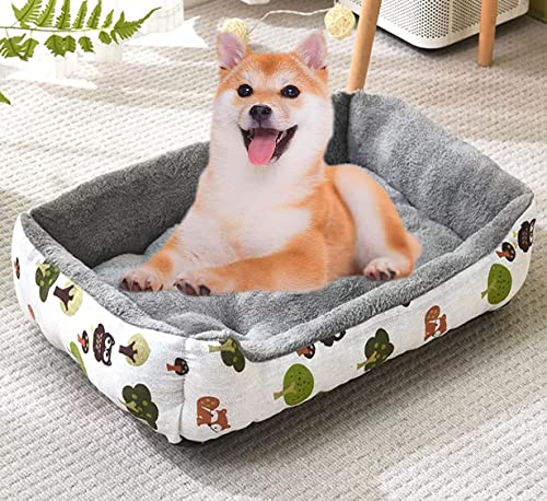 DG Catiee Weiches Hundebett, mittlere rechteckige Hundebett-Matratze, Nackenrolle, Haustierbett, Kissen, rutschfest, waschbar, beruhigendes Katzenschlafbett (2XL 80 x 60 cm, Muster-C) von DG Catiee