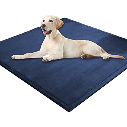 Extra große Hundematratze, weicher Korallen-Samt, Haustiermatte, Anti-Angst, XXL-Hundekissen, Katzen-Schlafmatte für kleine, mittelgroße und große Hunde (100 x 130 cm, Marineblau) von DG Catiee