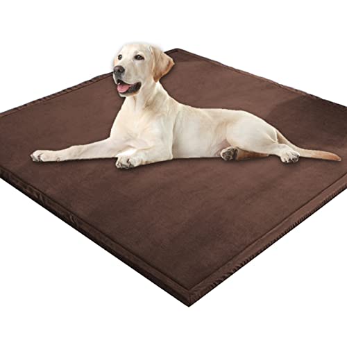 Extra große Hundematratze, weicher Korallen-Samt, Haustiermatte, Anti-Angst, XXL-Hundekissen, Katzen-Schlafmatte für kleine, mittelgroße und große Hunde (100 x 130 cm, braun) von DG Catiee