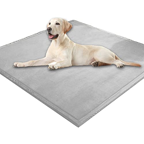 Extra große Hundematratze, weicher Korallen-Samt, Haustiermatte, Anti-Angst, XXL-Hundekissen, Katzen-Schlafmatte für kleine, mittelgroße und große Hunde (100 x 130 cm, grau) von DG Catiee