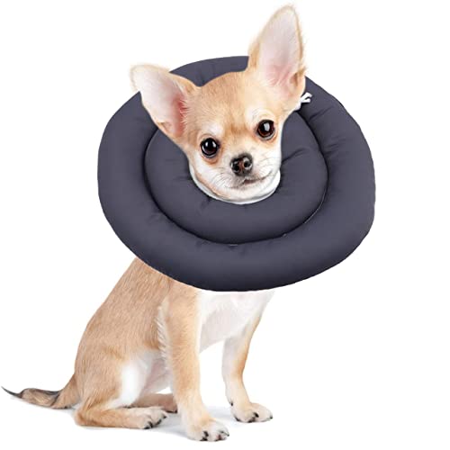 Haustier-Schutzhalsband, verstellbar, für Genesung, weiches Donut-Halsband für Katzen, Kätzchen, Welpen, Hunde, 30 cm - 1 Stück, Marineblau von DG Catiee