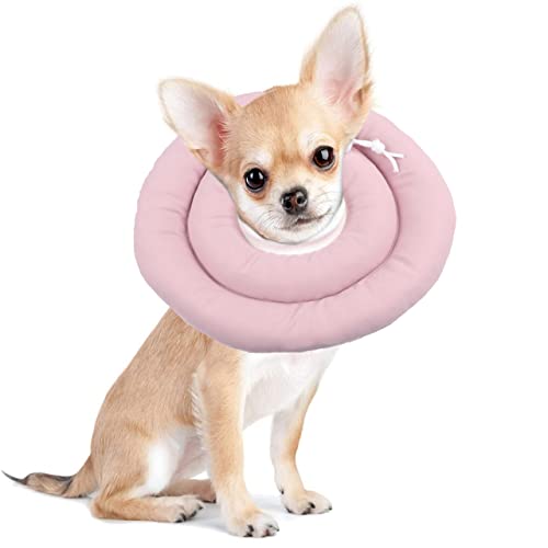 Haustier-Schutzhalsband, verstellbar, für Genesung, weiches Donut-Halsband für Katzen, Kätzchen, Welpen, Hunde (23,9 cm - 1 Stück, Rosa) von DG Catiee