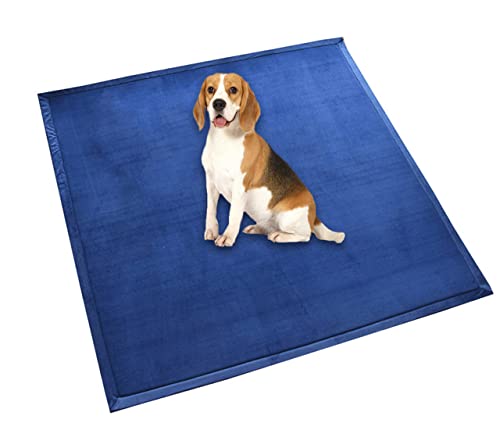 Hundebett-Matratze, extra große Hundeunterlage, weiches Fleece, bequeme Haustiermatte, beruhigend, für Hunde und Katzen, rutschfest, waschbar, Hundekissen (100 x 100 cm, Marineblau) von DG Catiee