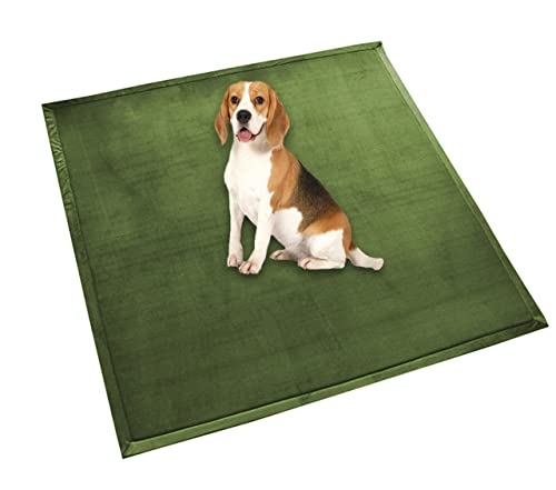 Hundebett-Matratze, extra große Hundeunterlage, weiches Fleece, bequeme Haustiermatte, beruhigende Hunde- und Katzen-Schlafmatte, rutschfest, waschbar, Hundekissen (130 x 100 cm, grünB) von DG Catiee