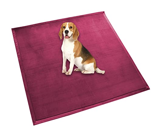 Hundebett-Matratze, extra große Hundeunterlage, weiches Fleece, bequeme Haustiermatte, beruhigend, für Hunde und Katzen, rutschfest, waschbar, Hundekissen (80 x 80 cm, weinrot) von DG Catiee